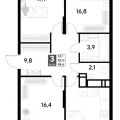 3-комнатная квартира,  