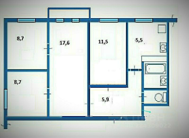 План 4х комнатной квартиры в панельном доме