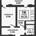 1-комнатная квартира, УЛ. БЖЕГОКАЙСКАЯ, 21 1-комнатная квартира, УЛ. БЖЕГОКАЙСКАЯ, 21