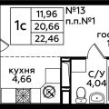 1-комнатная квартира, ДЕРЕВНЯ ВАТУТИНКИ 1-комнатная квартира, ДЕРЕВНЯ ВАТУТИНКИ