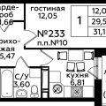 1-комнатная квартира, ДЕРЕВНЯ ВАТУТИНКИ 1-комнатная квартира, ДЕРЕВНЯ ВАТУТИНКИ