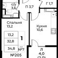 1-комнатная квартира, ДЕРЕВНЯ СОСЕНКИ 1-комнатная квартира, ДЕРЕВНЯ СОСЕНКИ