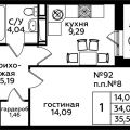 1-комнатная квартира, ДЕРЕВНЯ ВАТУТИНКИ 1-комнатная квартира, ДЕРЕВНЯ ВАТУТИНКИ