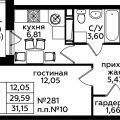 1-комнатная квартира, ДЕРЕВНЯ ВАТУТИНКИ 1-комнатная квартира, ДЕРЕВНЯ ВАТУТИНКИ
