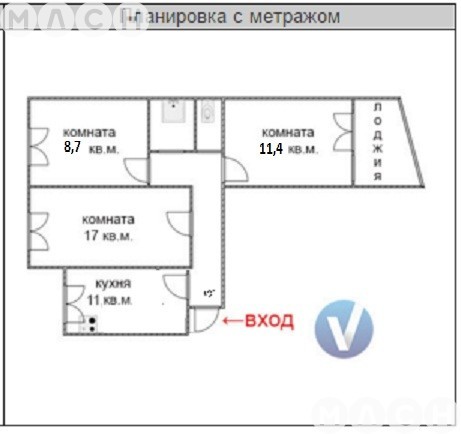 121 серия 3 комнатная квартира схема