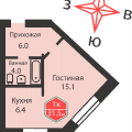 1-комнатная квартира, УЛ. ДРУЖБЫ, 75 1-комнатная квартира, УЛ. ДРУЖБЫ, 75