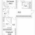 2-комнатная квартира, УЛ. ПОГОДИНСКАЯ, 4 2-комнатная квартира, УЛ. ПОГОДИНСКАЯ, 4