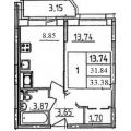 1-комнатная квартира, МАРШАЛА БЛЮХЕРА ПР-КТ Д. 7 КОРП. 1 1-комнатная квартира, МАРШАЛА БЛЮХЕРА ПР-КТ Д. 7 КОРП. 1